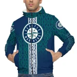 customized seattle mariners tribal swirls navy blue windbreaker jacket best selling