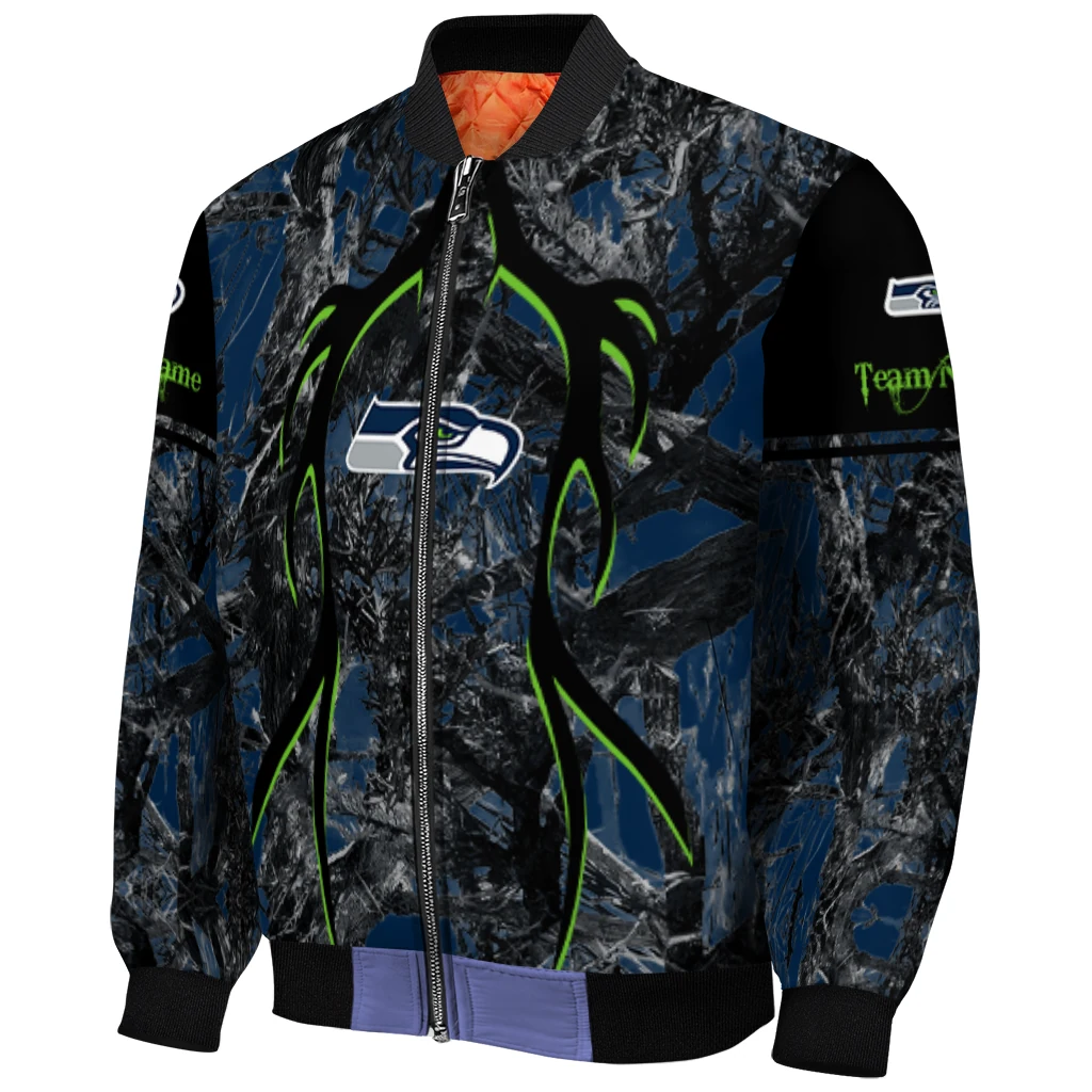 customized seattle seahawks antlers motif blue black bomber jacket fashion forward customized seattle seahawks antlers motif blue black bomber jacket fashion forward