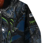 customized seattle seahawks antlers motif blue black bomber jacket best selling