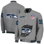 customized seattle seahawks claw marking grey varsity jacket best selling