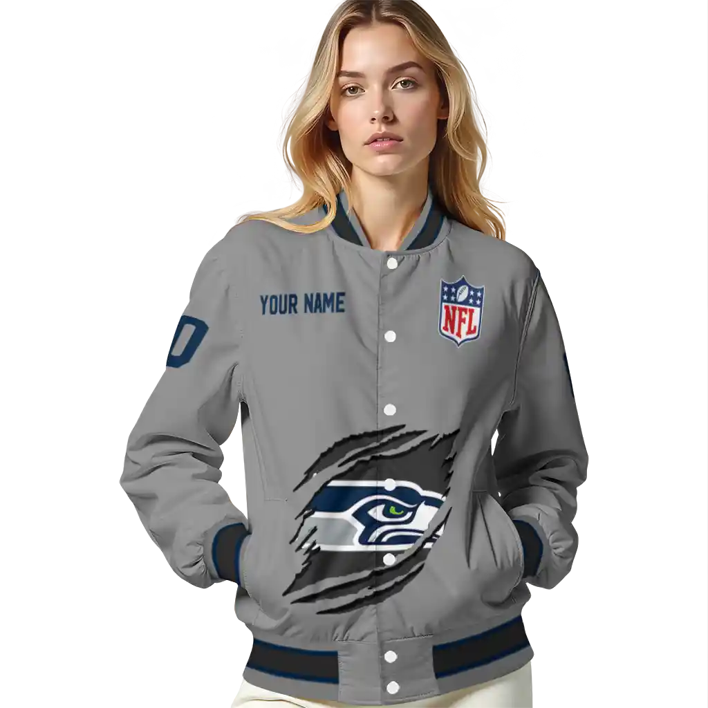 customized seattle seahawks claw marking grey varsity jacket latest model customized seattle seahawks claw marking grey varsity jacket latest model