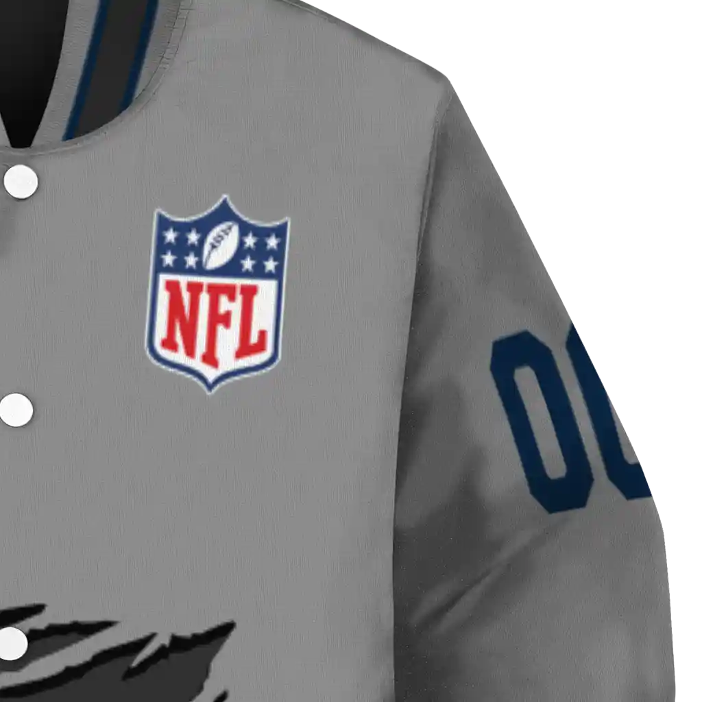 customized seattle seahawks claw marking grey varsity jacket premium grade customized seattle seahawks claw marking grey varsity jacket premium grade
