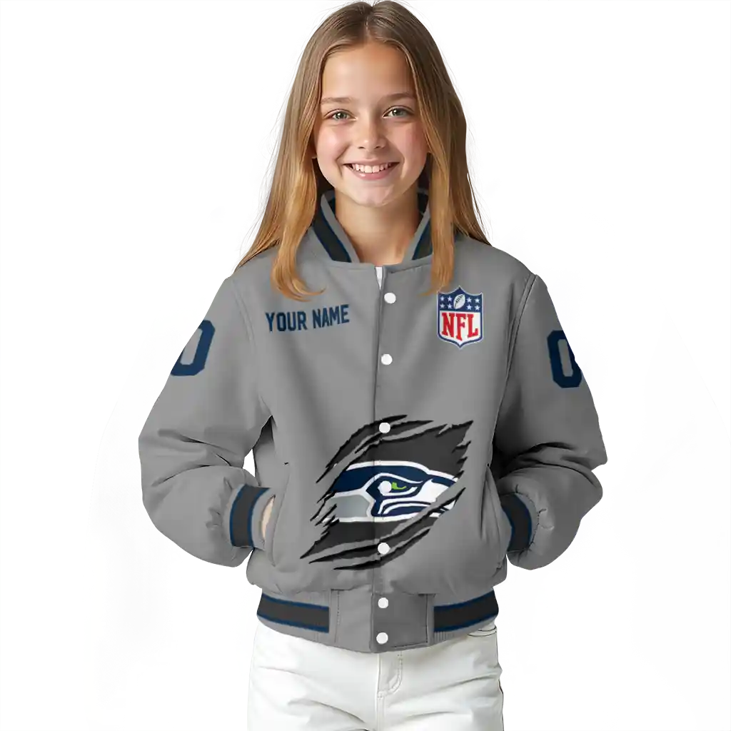 customized seattle seahawks claw marking grey varsity jacket top rated customized seattle seahawks claw marking grey varsity jacket top rated