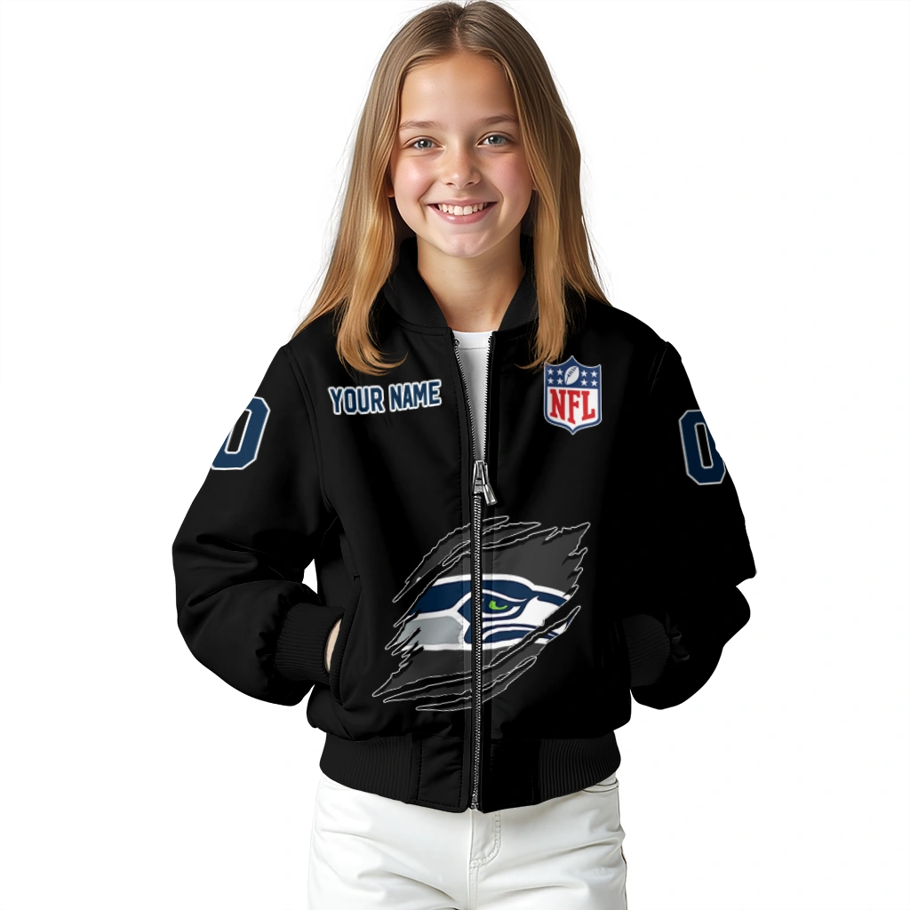 customized seattle seahawks claw scratch black bomber jacket top rated customized seattle seahawks claw scratch black bomber jacket top rated