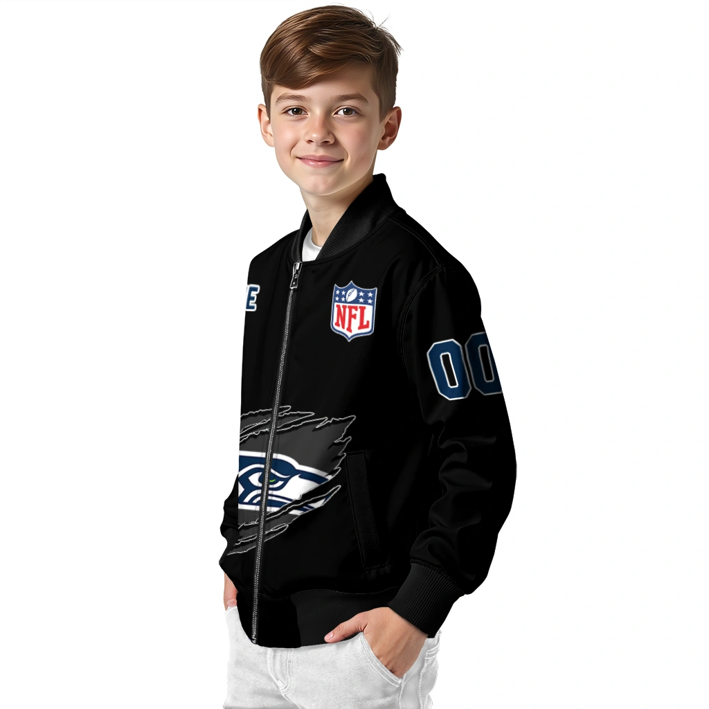 customized seattle seahawks claw scratch black bomber jacket trendy customized seattle seahawks claw scratch black bomber jacket trendy