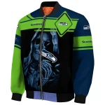 customized seattle seahawks reaper hands blue black bomber jacket best selling