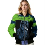 customized seattle seahawks reaper hands blue black bomber jacket best selling