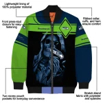 customized seattle seahawks reaper hands blue black bomber jacket best selling