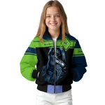 customized seattle seahawks reaper hands blue black bomber jacket best selling