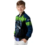 customized seattle seahawks reaper hands blue black bomber jacket best selling
