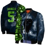 customized seattle seahawks skull cluster blue bomber jacket best selling
