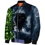 customized seattle seahawks skull cluster blue bomber jacket best selling