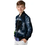 customized seattle seahawks skull cluster blue bomber jacket best selling