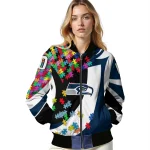 customized seattle seahawks stars and stripes slashes blue bomber jacket best selling