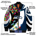 customized seattle seahawks stars and stripes slashes blue bomber jacket best selling