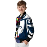 customized seattle seahawks stars and stripes slashes blue bomber jacket best selling