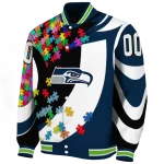 customized seattle seahawks stars and stripes slashes blue varsity jacket best selling