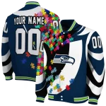 customized seattle seahawks stars and stripes slashes blue varsity jacket best selling