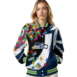 customized seattle seahawks stars and stripes slashes blue varsity jacket best selling
