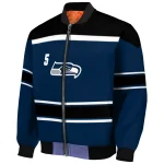 customized seattle seahawks stripe statement blue black bomber jacket best selling