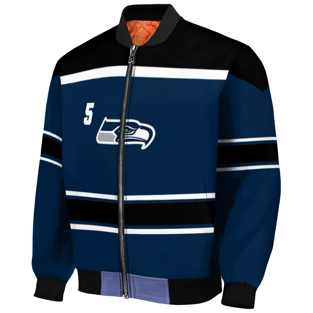 customized seattle seahawks stripe statement blue black bomber jacket fashion forward customized seattle seahawks stripe statement blue black bomber jacket fashion forward