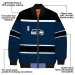 customized seattle seahawks stripe statement blue black bomber jacket best selling