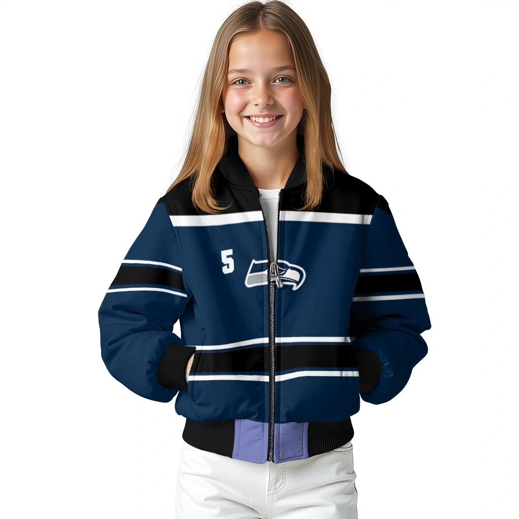 customized seattle seahawks stripe statement blue black bomber jacket top rated customized seattle seahawks stripe statement blue black bomber jacket top rated