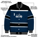 customized seattle seahawks stripe statement blue black varsity jacket best selling