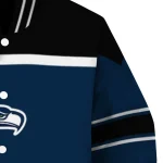 customized seattle seahawks stripe statement blue black varsity jacket best selling