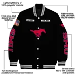 customized smu mustangs american flag skull black varsity jacket best selling