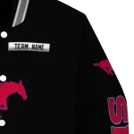 customized smu mustangs american flag skull black varsity jacket best selling