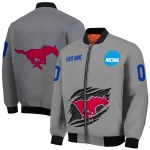 customized smu mustangs feral slash grey bomber jacket best selling