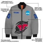 customized smu mustangs feral slash grey bomber jacket best selling