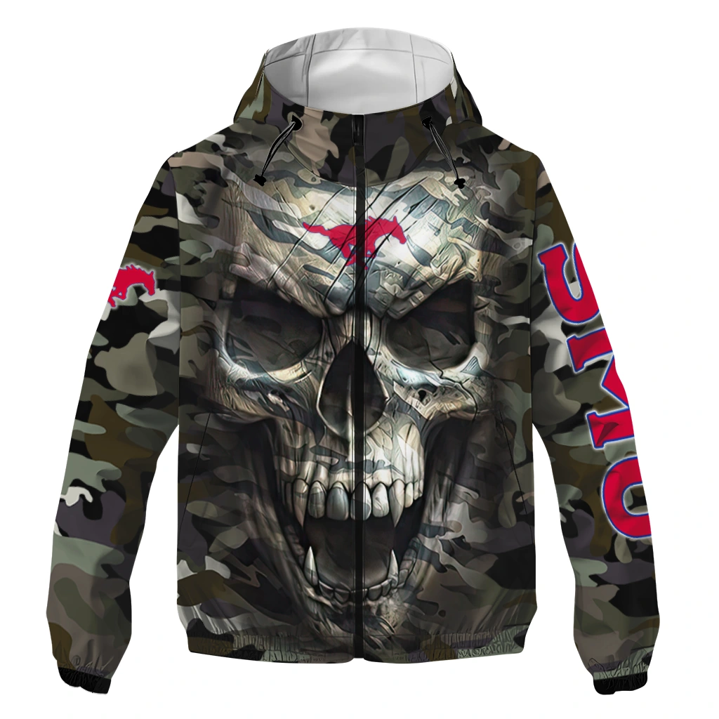 customized smu mustangs skull camo camouflage windbreaker jacket best selling customized smu mustangs skull camo camouflage windbreaker jacket best selling