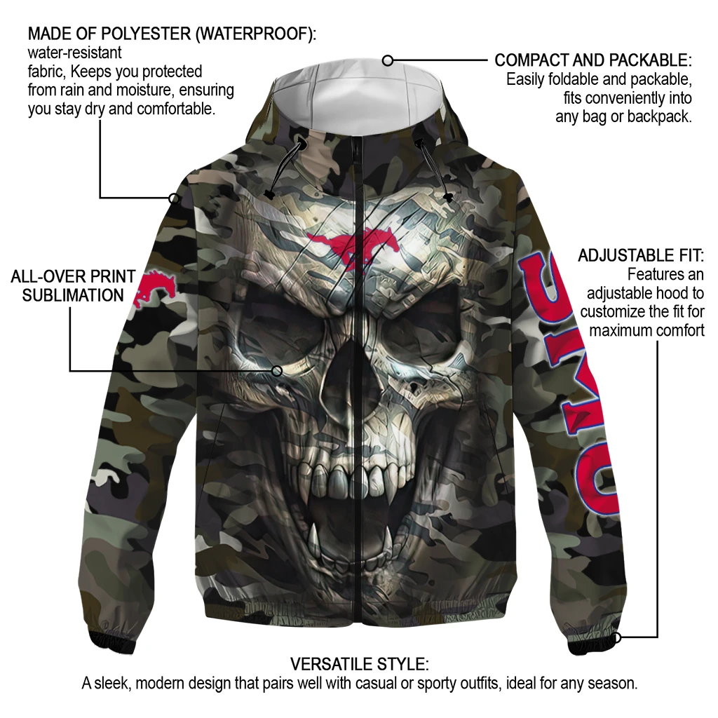 customized smu mustangs skull camo camouflage windbreaker jacket new arrival customized smu mustangs skull camo camouflage windbreaker jacket new arrival