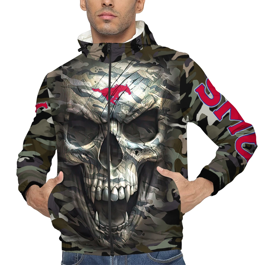 customized smu mustangs skull camo camouflage windbreaker jacket top rated customized smu mustangs skull camo camouflage windbreaker jacket top rated