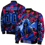 customized smu mustangs skull horde blue bomber jacket best selling