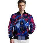 customized smu mustangs skull horde blue bomber jacket best selling