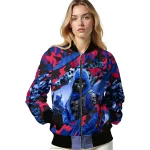 customized smu mustangs skull horde blue bomber jacket best selling