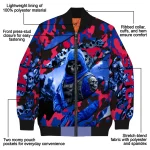 customized smu mustangs skull horde blue bomber jacket best selling