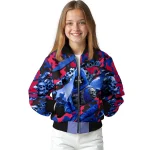 customized smu mustangs skull horde blue bomber jacket best selling