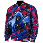 customized smu mustangs skull horde blue varsity jacket best selling