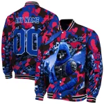 customized smu mustangs skull horde blue varsity jacket best selling