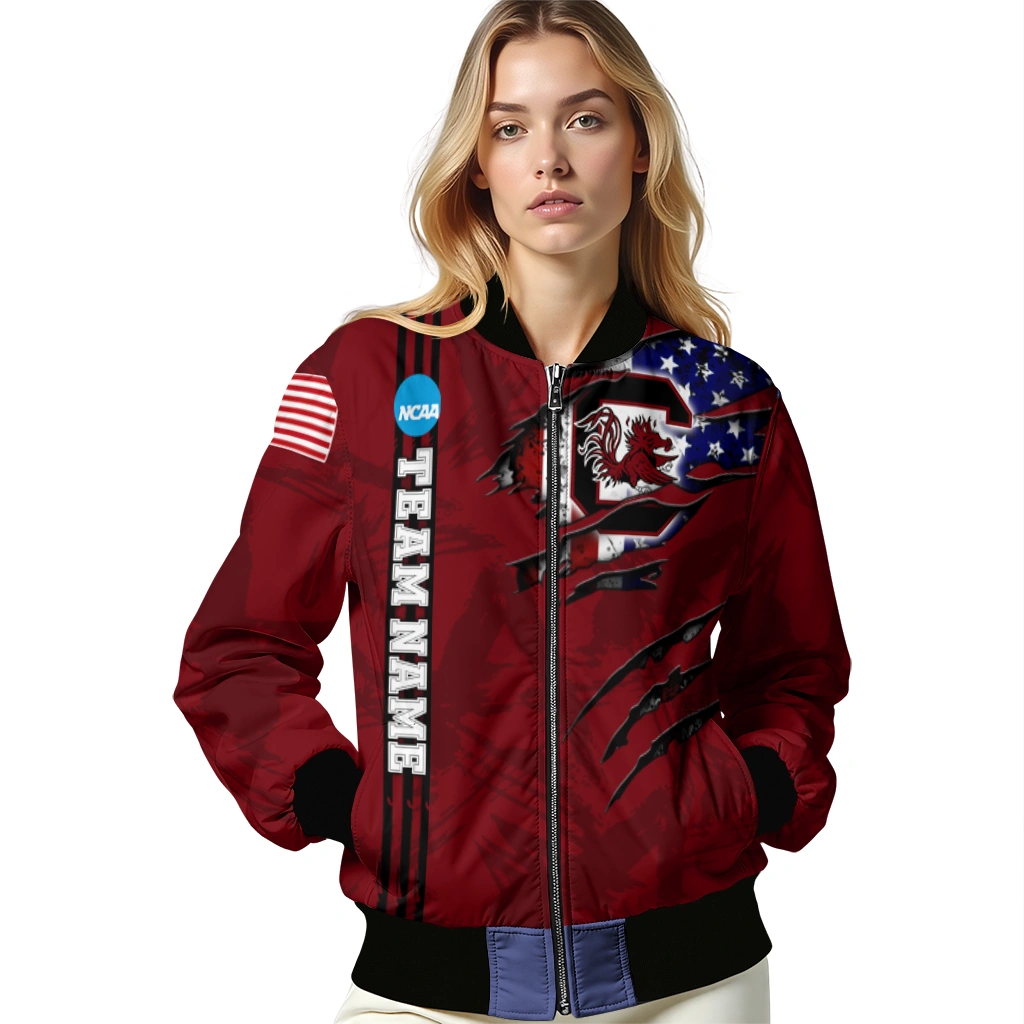customized south carolina gamecocks usa flag claws garnet bomber jacket latest model customized south carolina gamecocks usa flag claws garnet bomber jacket latest model