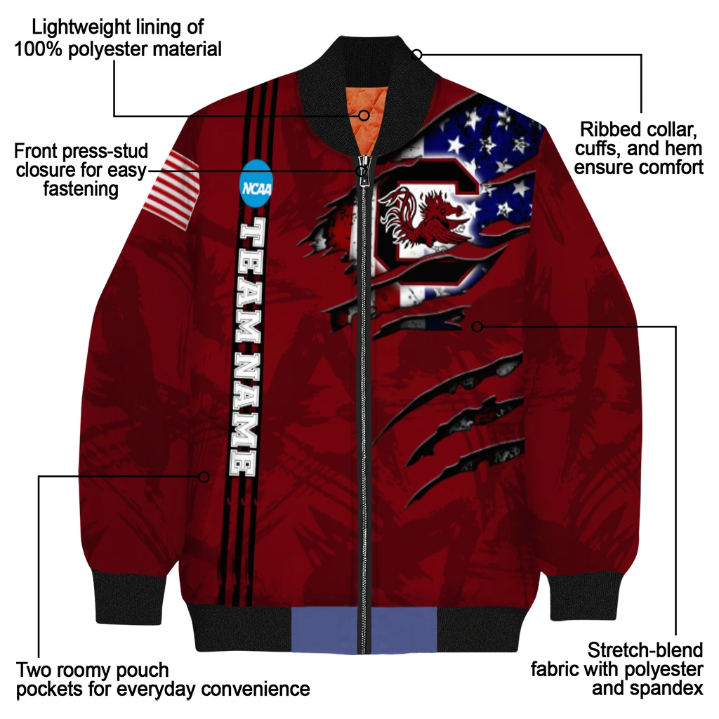 customized south carolina gamecocks usa flag claws garnet bomber jacket new arrival customized south carolina gamecocks usa flag claws garnet bomber jacket new arrival