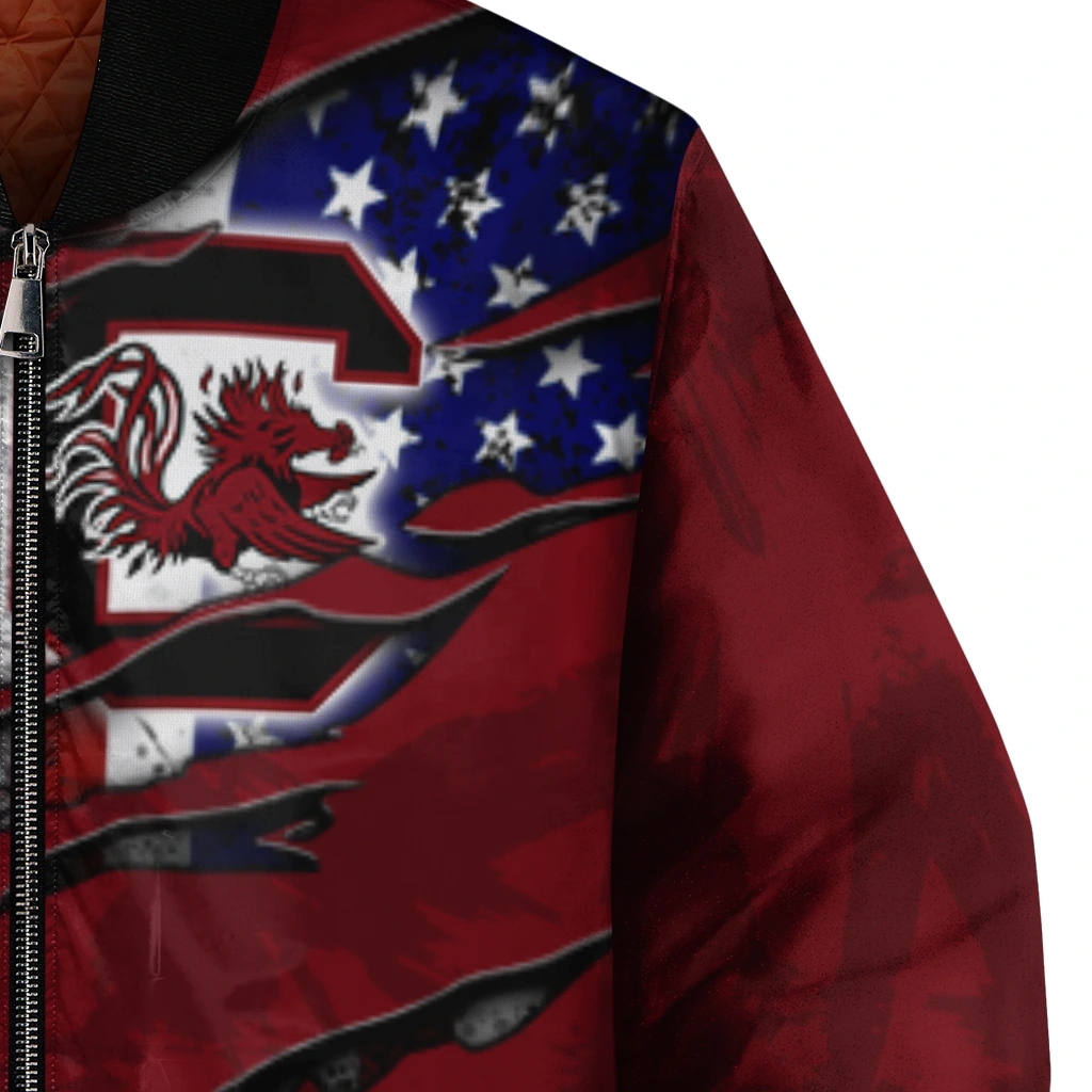 customized south carolina gamecocks usa flag claws garnet bomber jacket premium grade customized south carolina gamecocks usa flag claws garnet bomber jacket premium grade