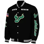customized south florida bulls american flag skull black varsity jacket best selling