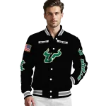 customized south florida bulls american flag skull black varsity jacket best selling