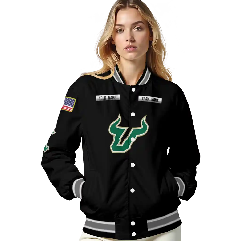 customized south florida bulls american flag skull black varsity jacket latest model customized south florida bulls american flag skull black varsity jacket latest model