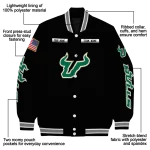 customized south florida bulls american flag skull black varsity jacket best selling